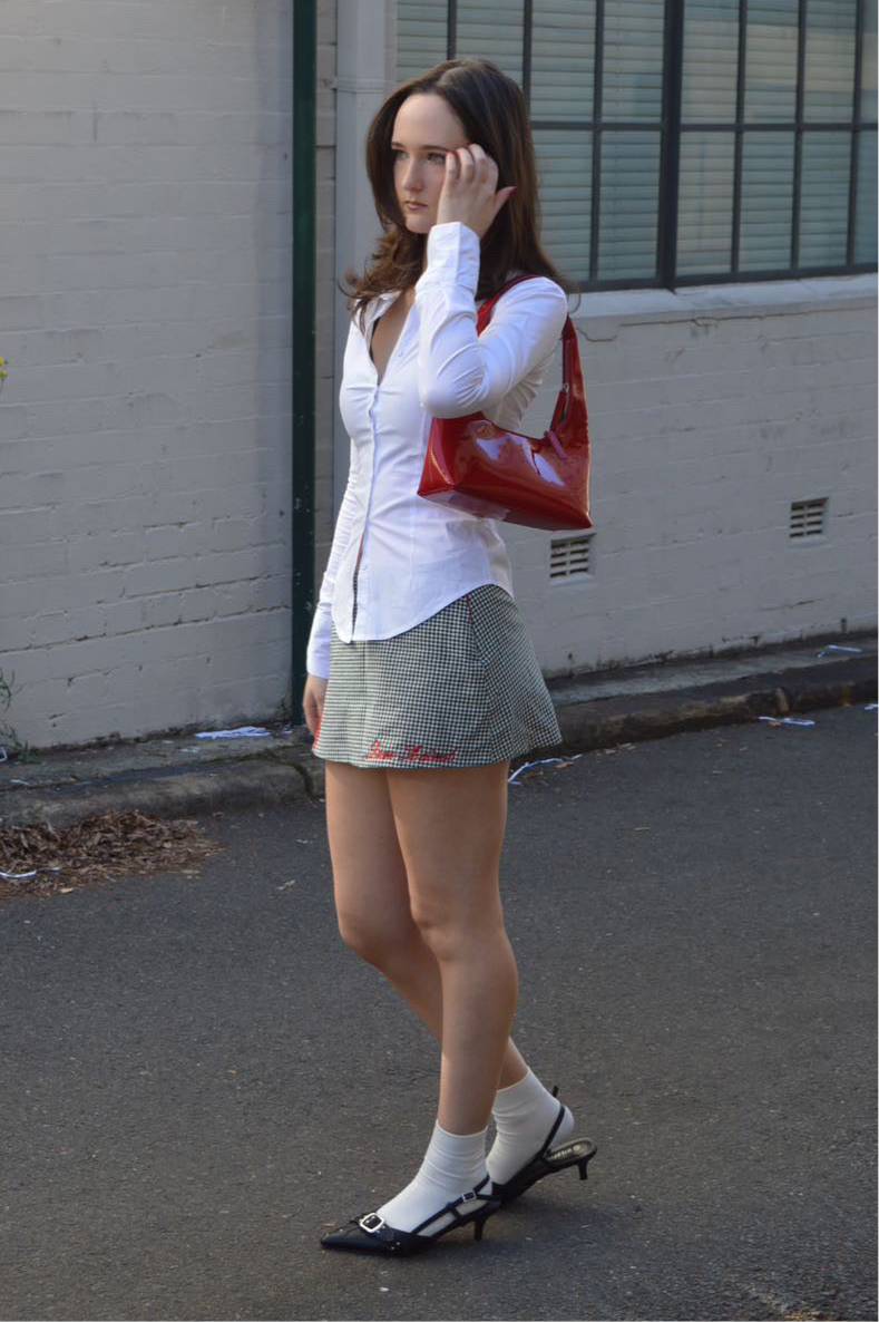 mini skirt in 'pomegranate'