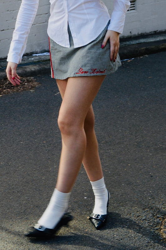 mini skirt in 'pomegranate'